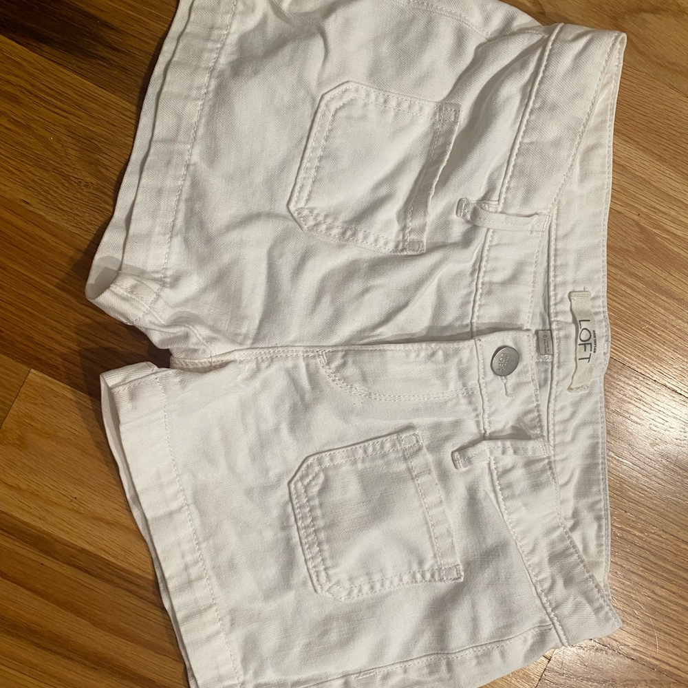 LOFT White Jean Shorts Classic Summer Style